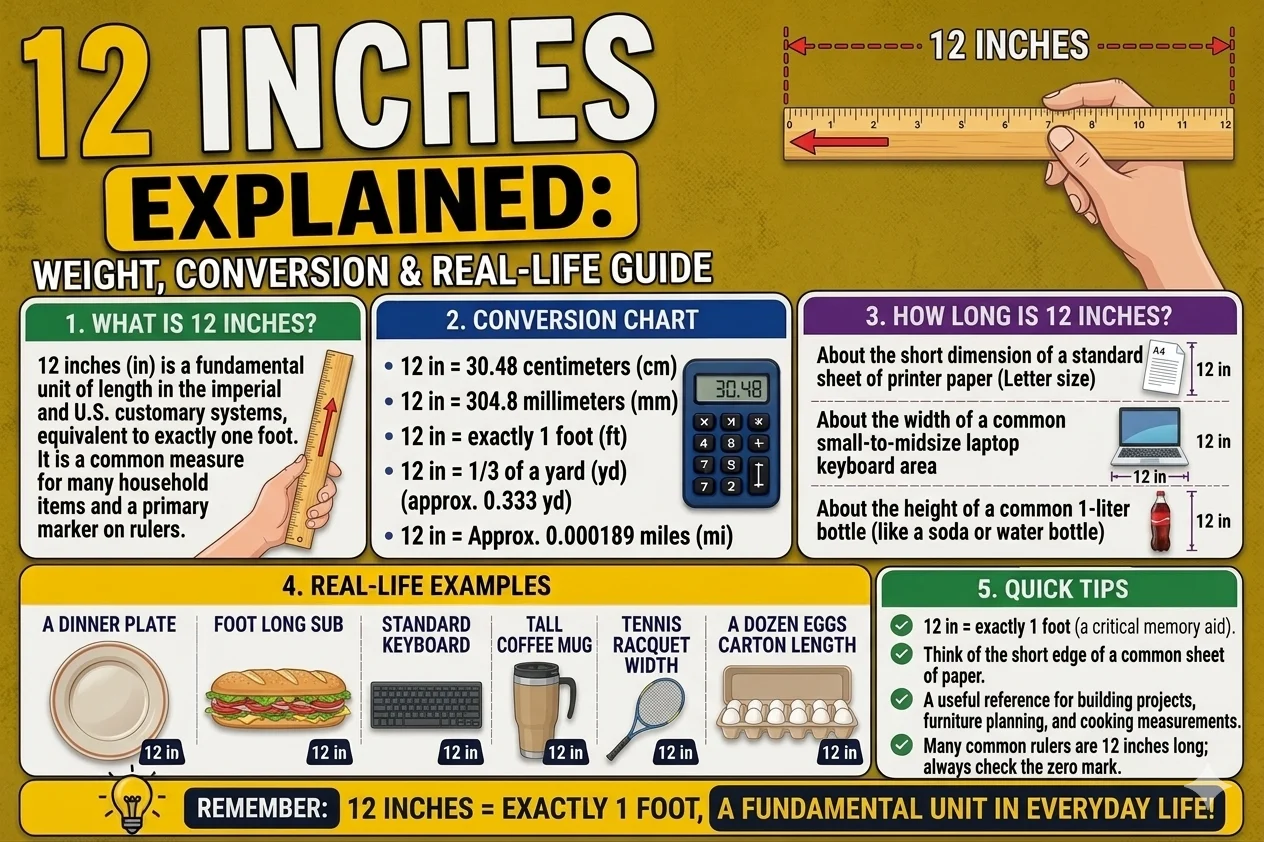 12 Inches Explained: Size, Conversion & Real-Life Guide