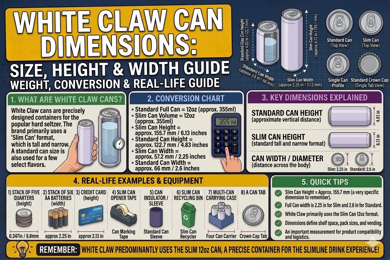 White Claw Can Dimensions Size