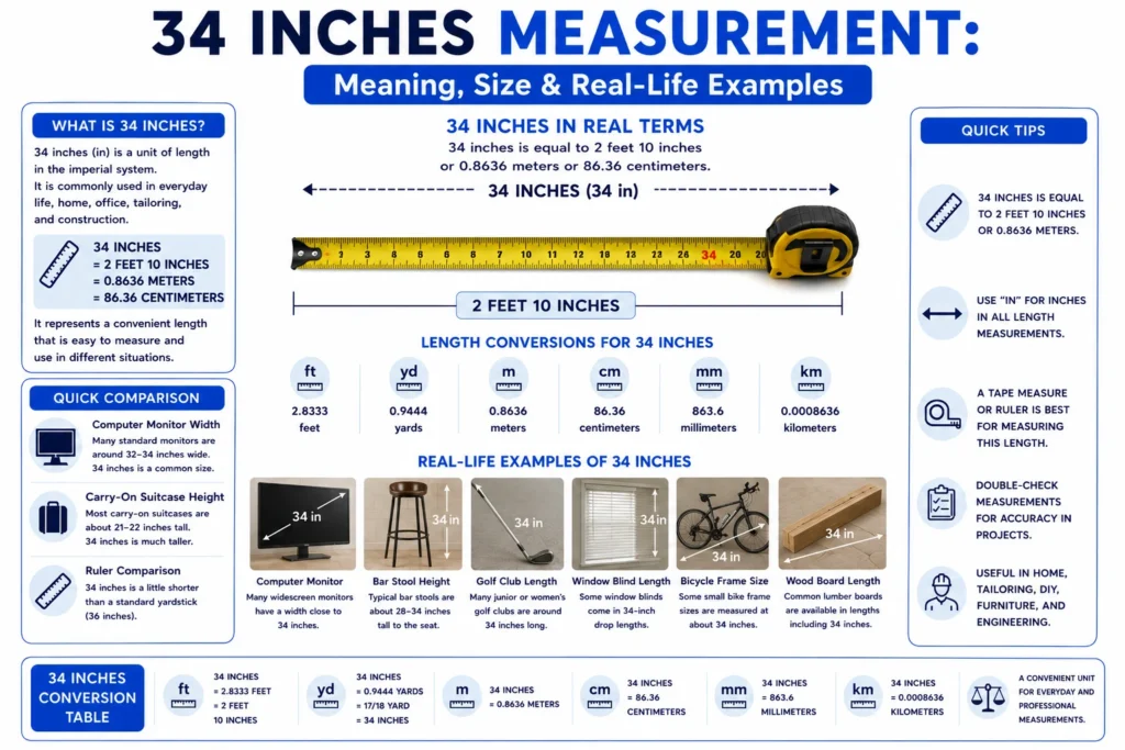34 inches measurement