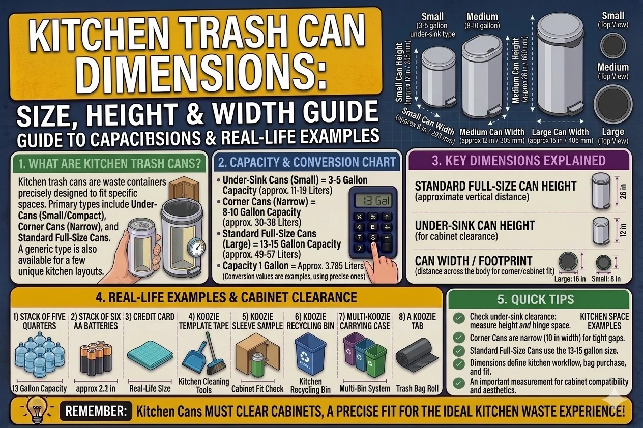 Kitchen Trash Can Dimensions: Size, Height & Width Guide