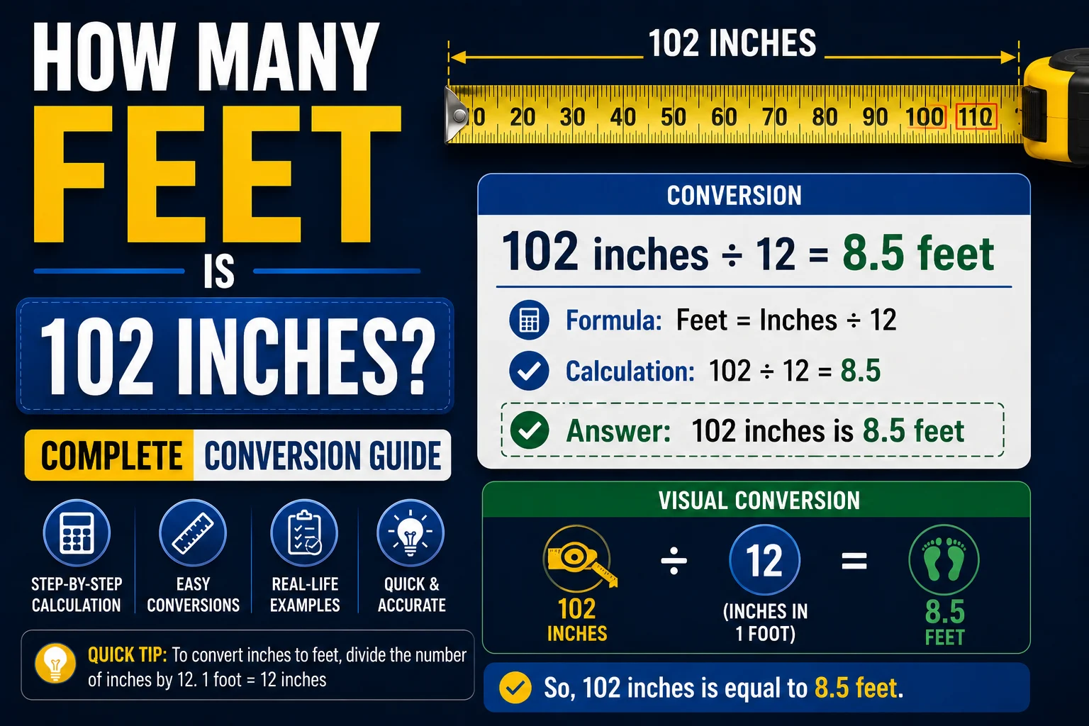 How Many Feet Is 102 Inches