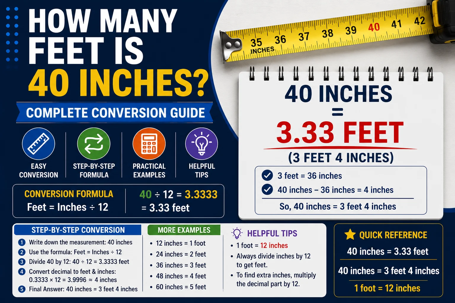 How Many Feet Is 40 Inches