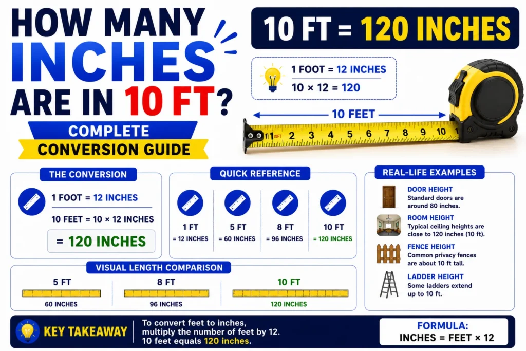 How Many Inches Are in 10 Ft