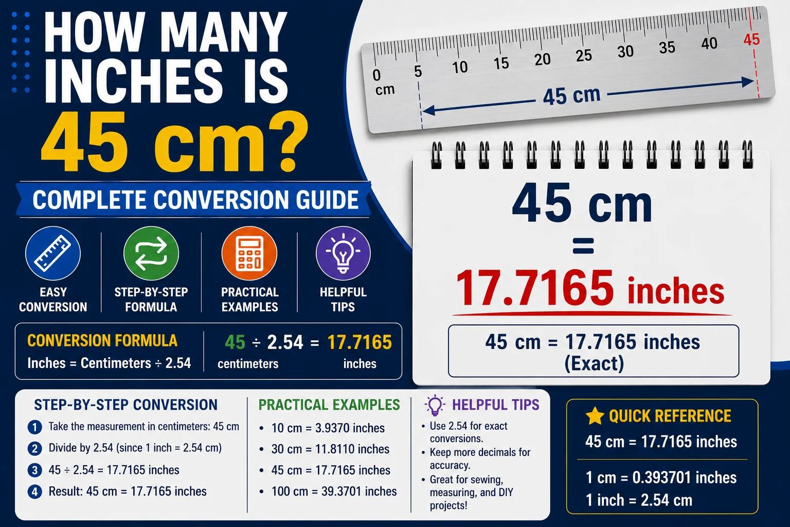 How Many Inches Is 45 cm