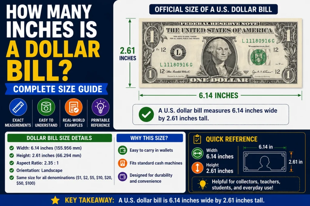 How Many Inches Is a Dollar Bill