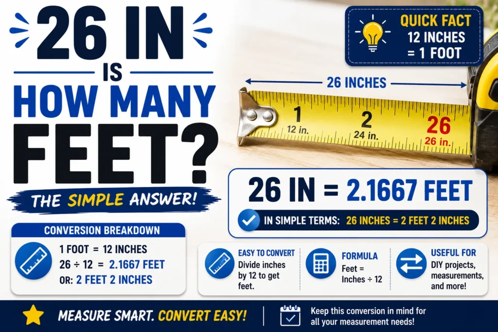 26 Inches Is How Many Feet