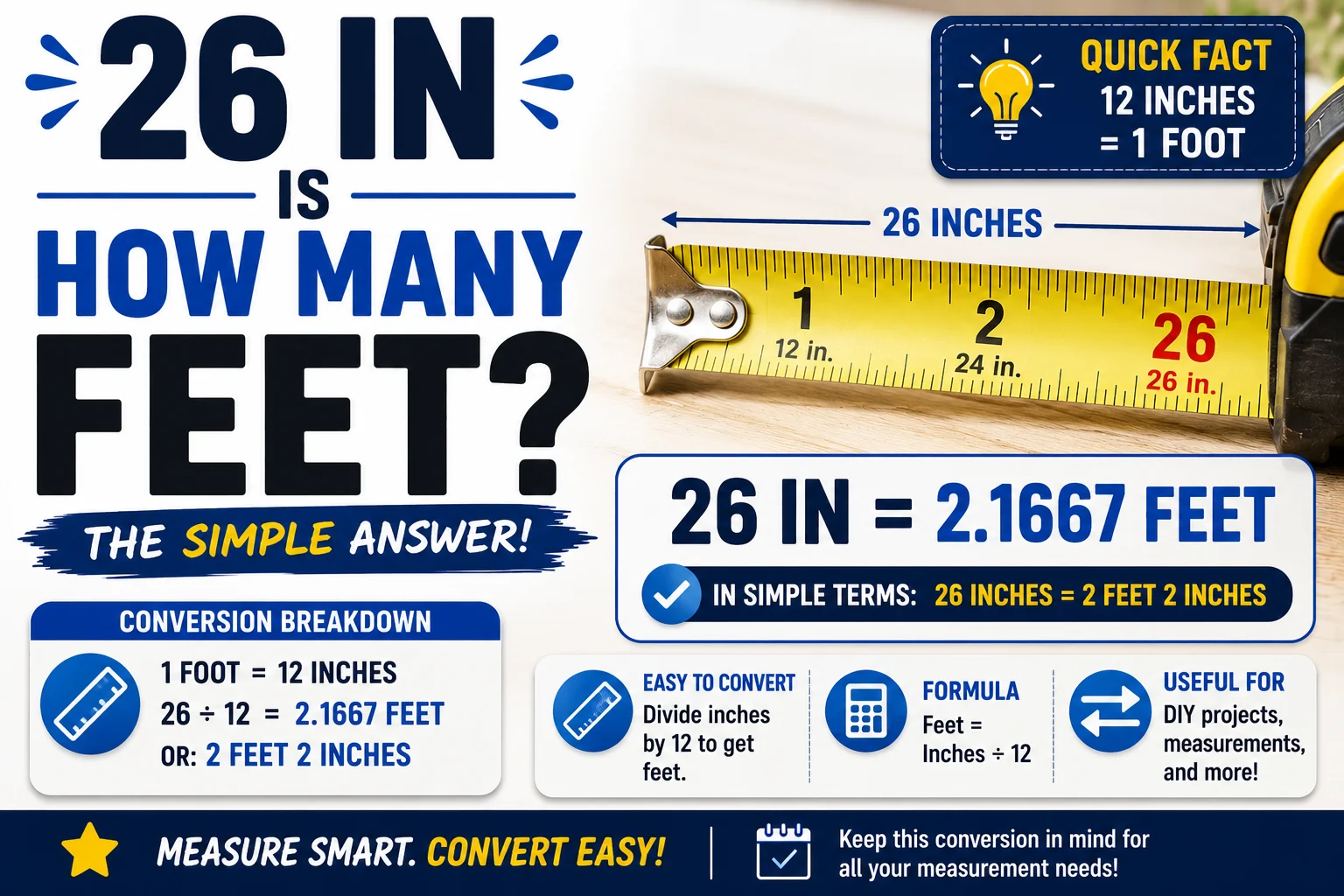 26 Inches Is How Many Feet