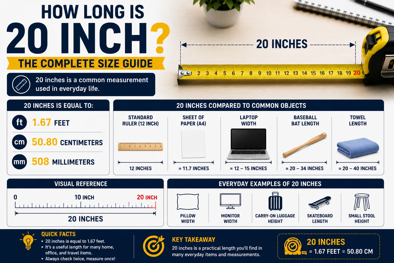 how long is 20 inch