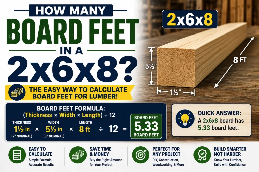 how many board feet in a 2x6x8