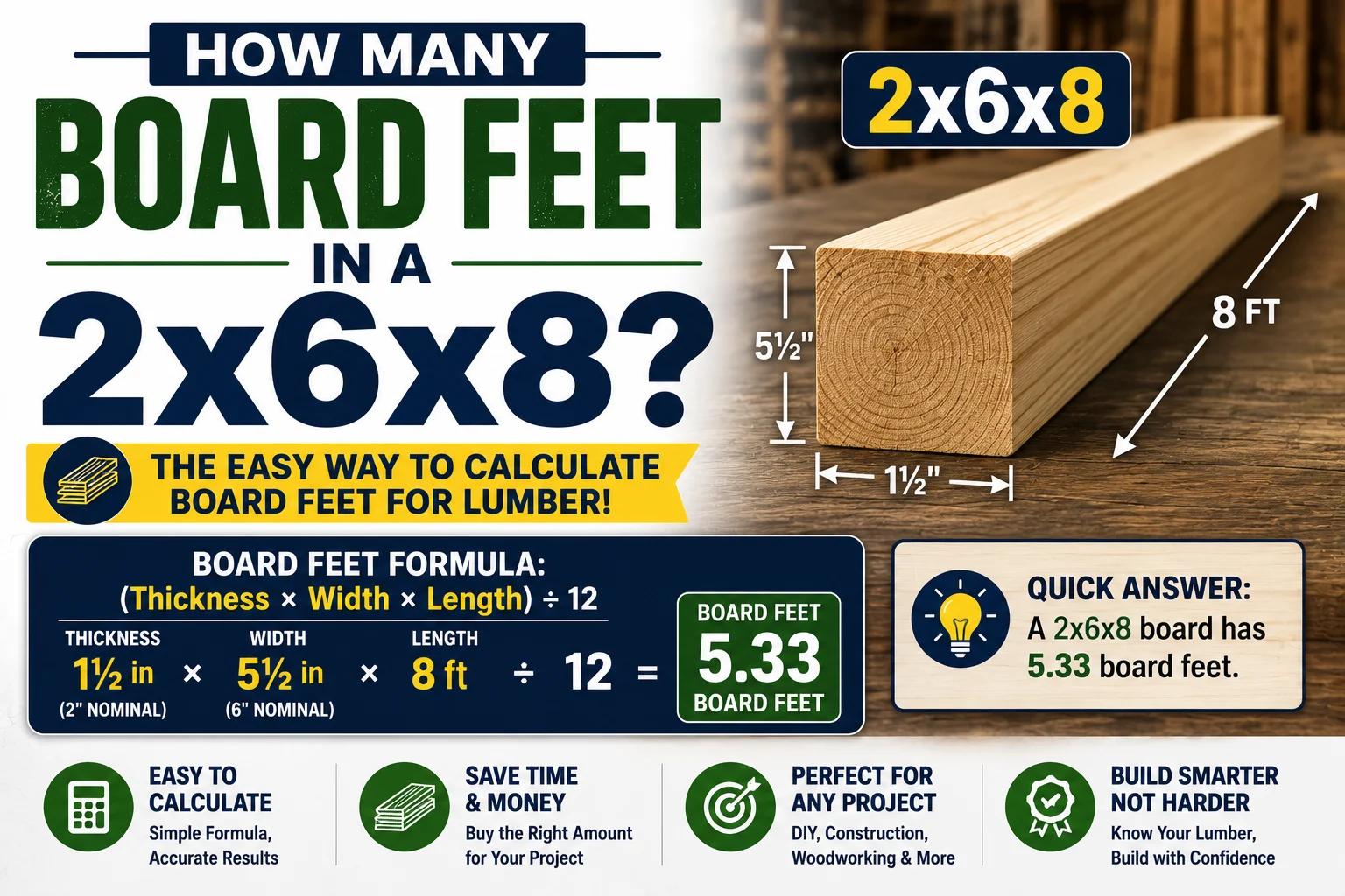 how many board feet in a 2x6x8