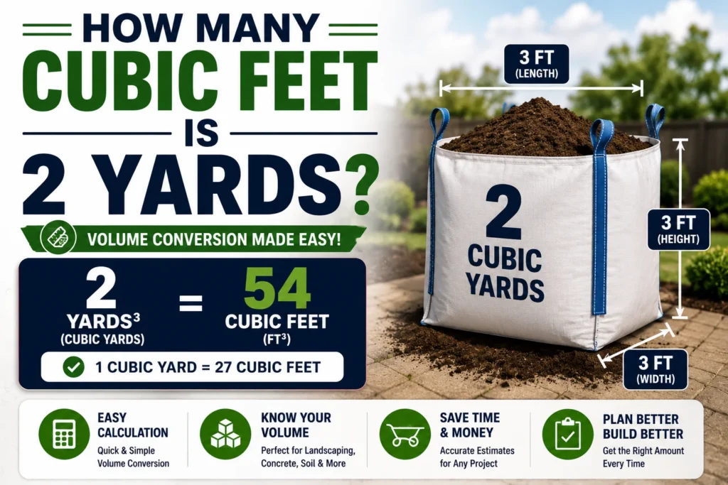 how many cubic feet is 2 yards
