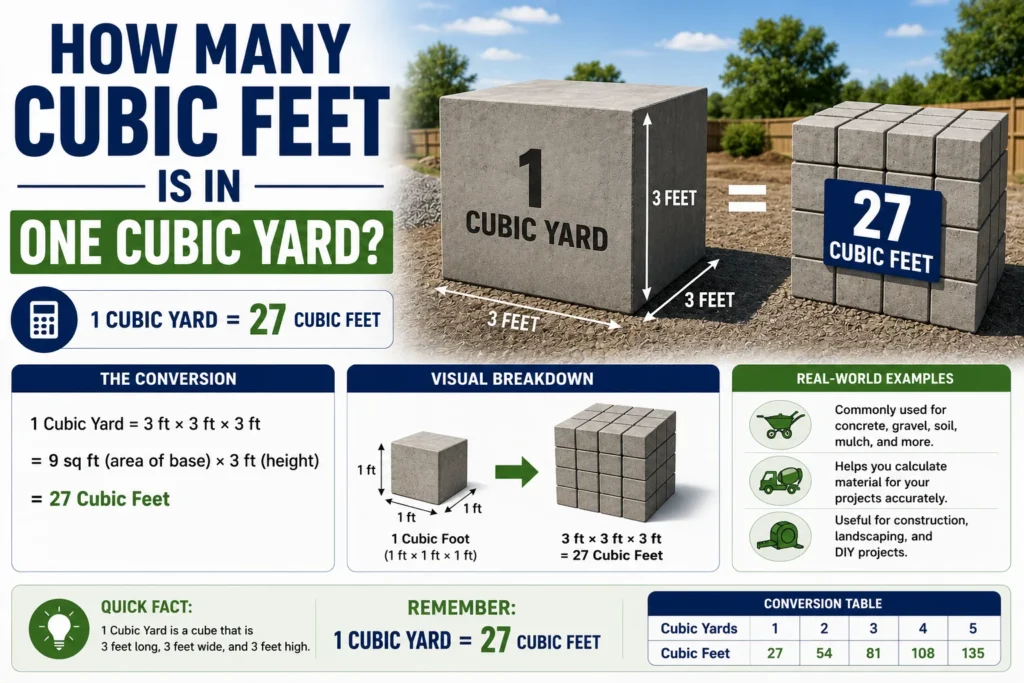 how many cubic feet is in one cubic yard