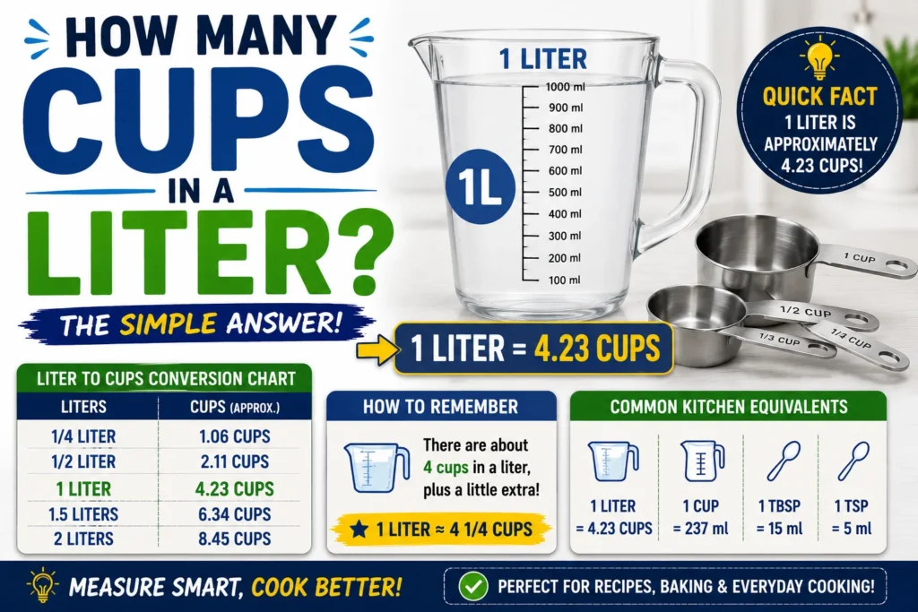 how many cups in a liter