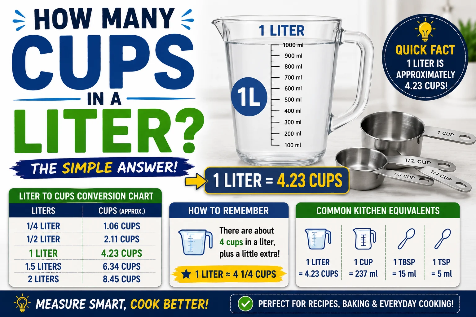 how many cups in a liter