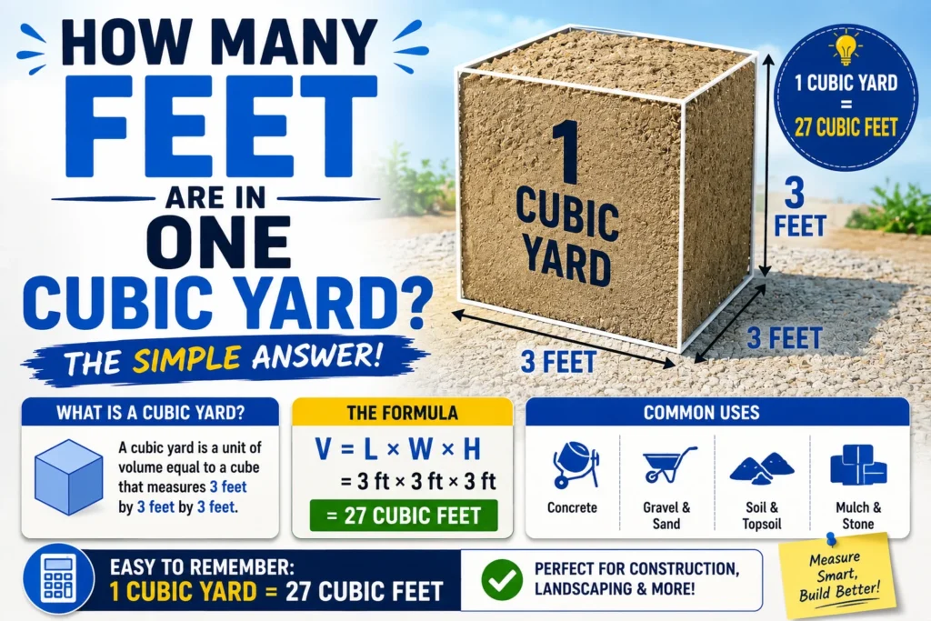how many feet are in one cubic yard