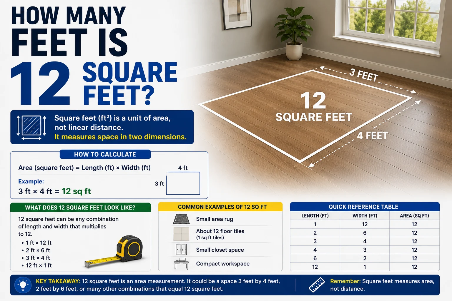 how many feet is 12 square feet