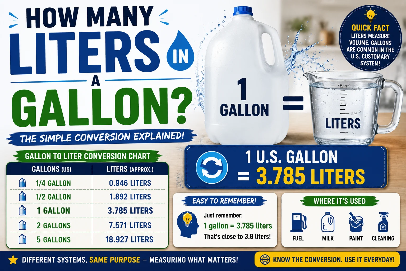 how many liters in a gallon