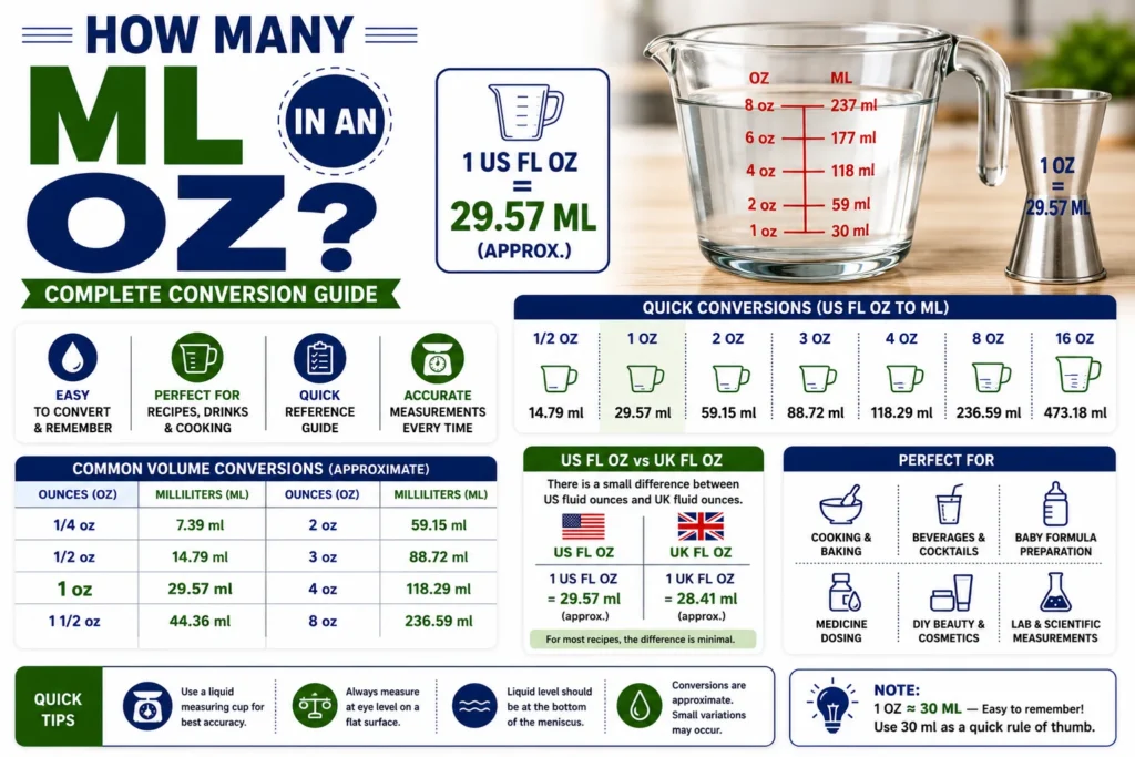how many ml in an oz