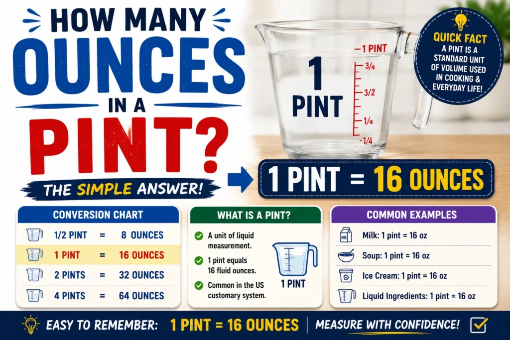 how many ounces in a pint