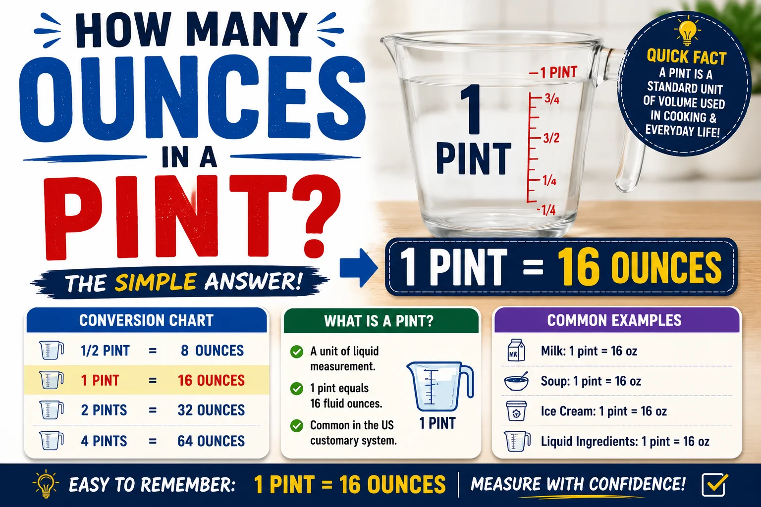 how many ounces in a pint