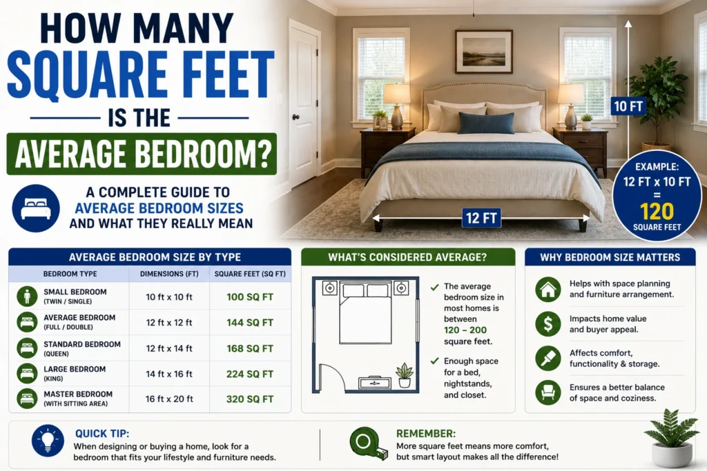 how many square feet average bedroom