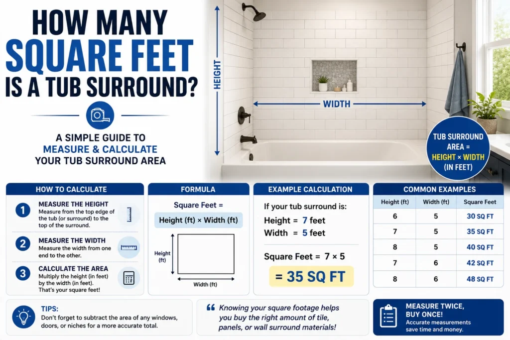 how many square feet is a tub surround