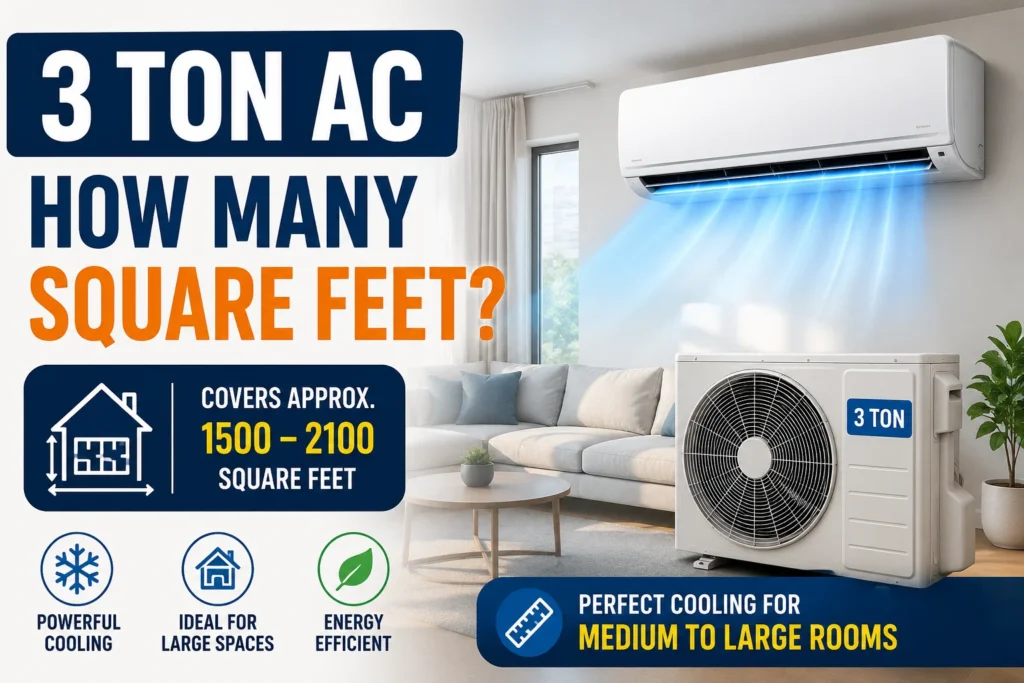 3 ton ac how many square feet