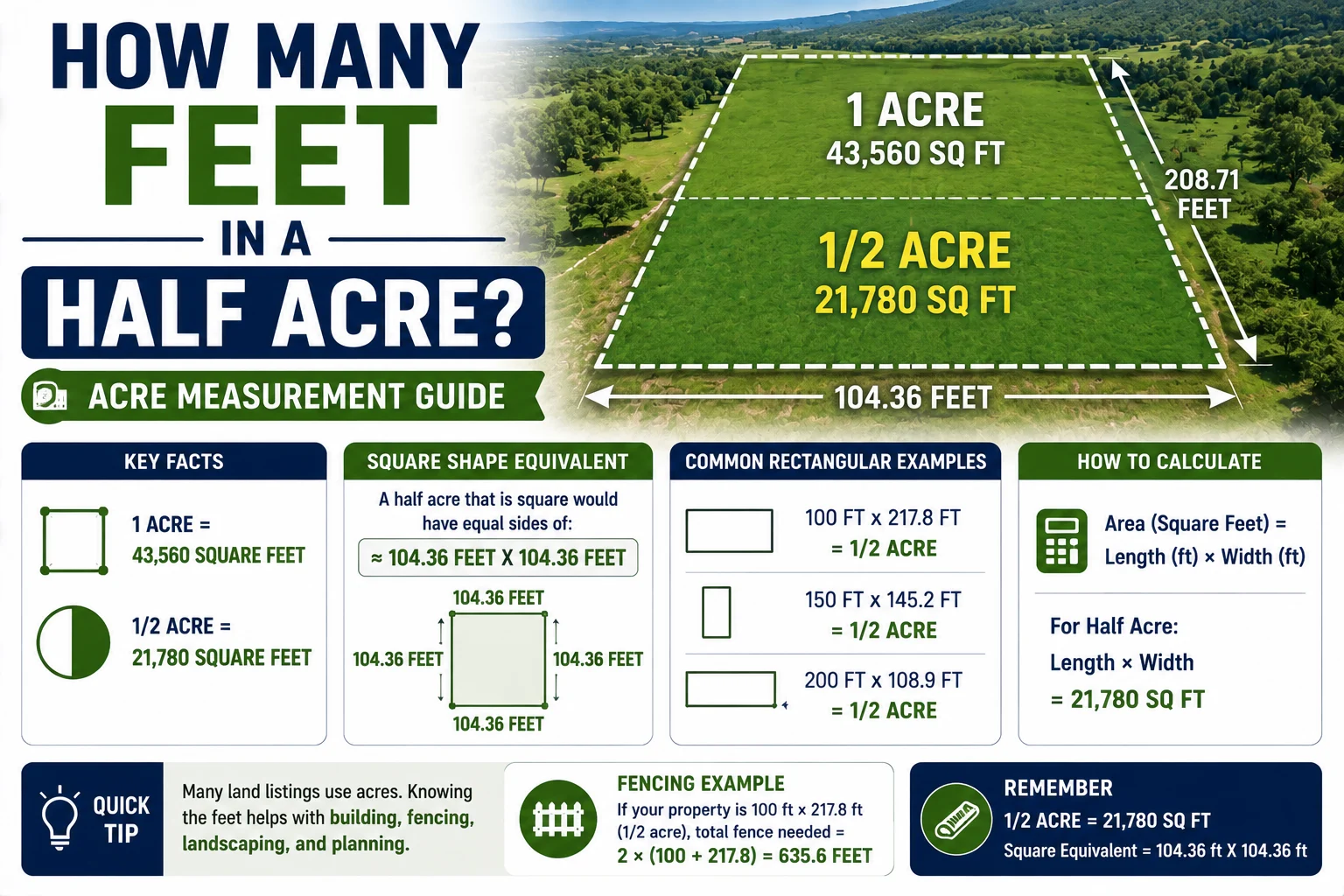 How Many Feet in a Half Acre