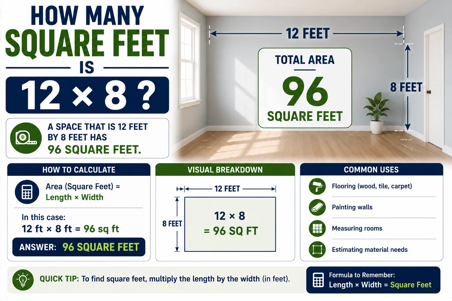 How Many Square Feet Is 12 × 8