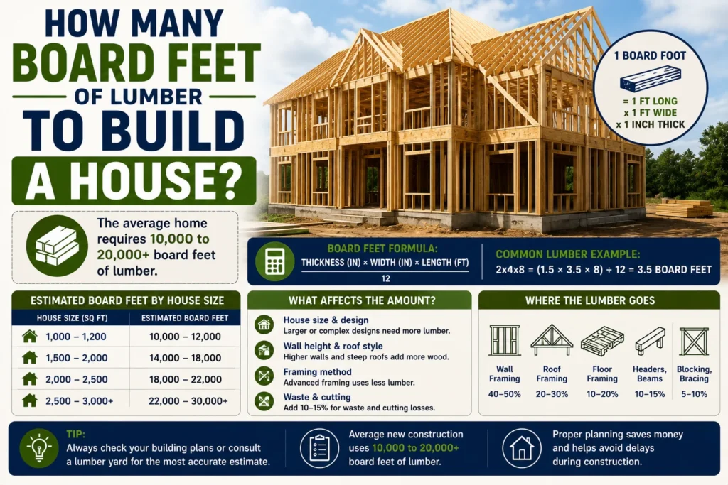 how many board feet of lumber to build a house
