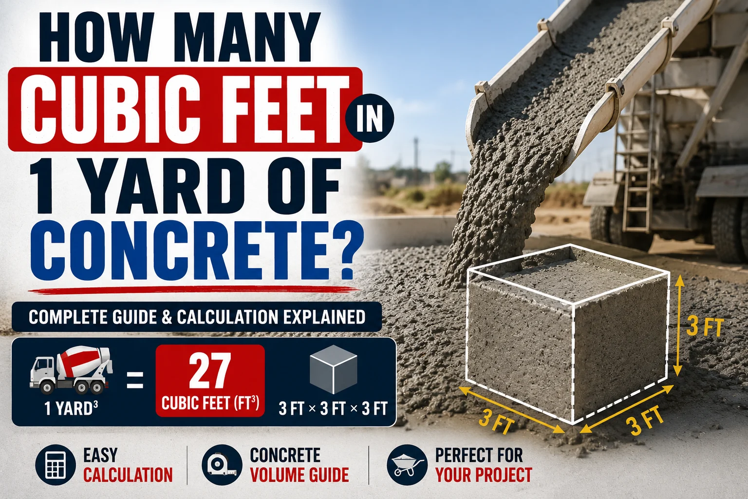 how many cubic feet in 1 yard of concrete