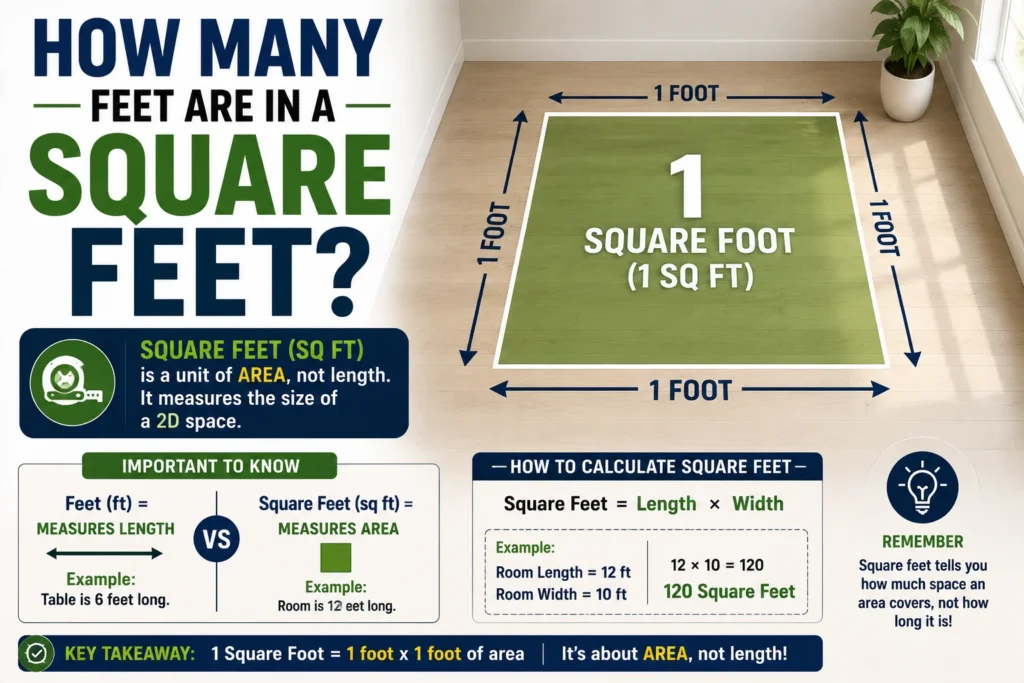 how many feet are in a square feet