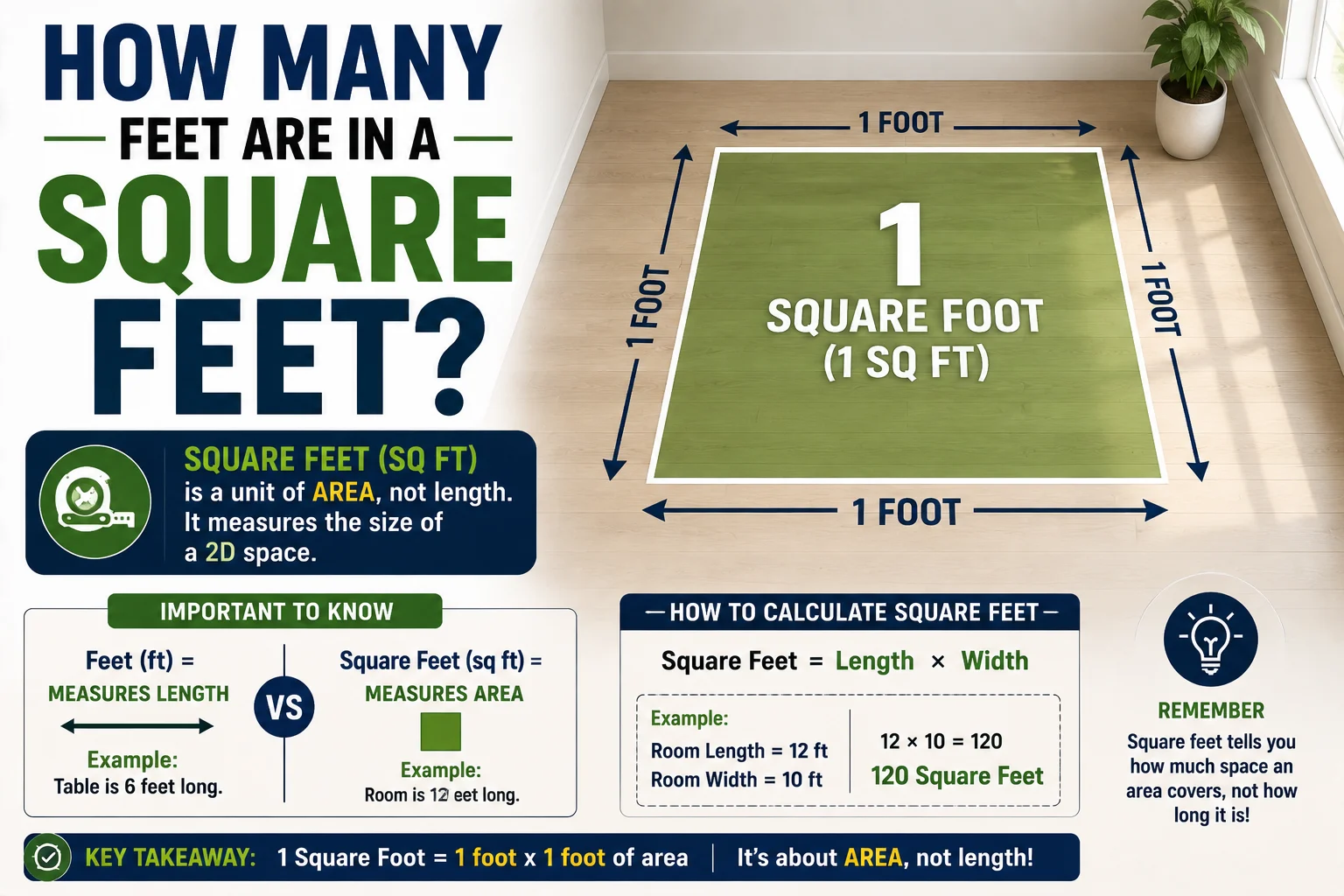 how many feet are in a square feet