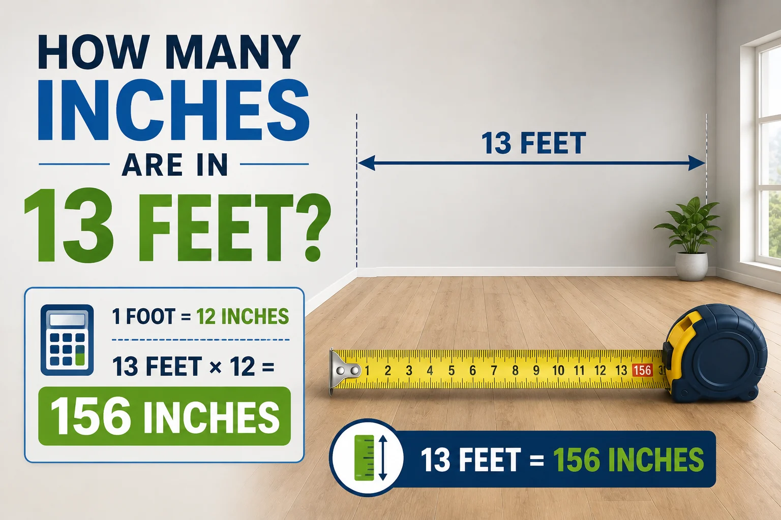 how many inches are in 13 feet