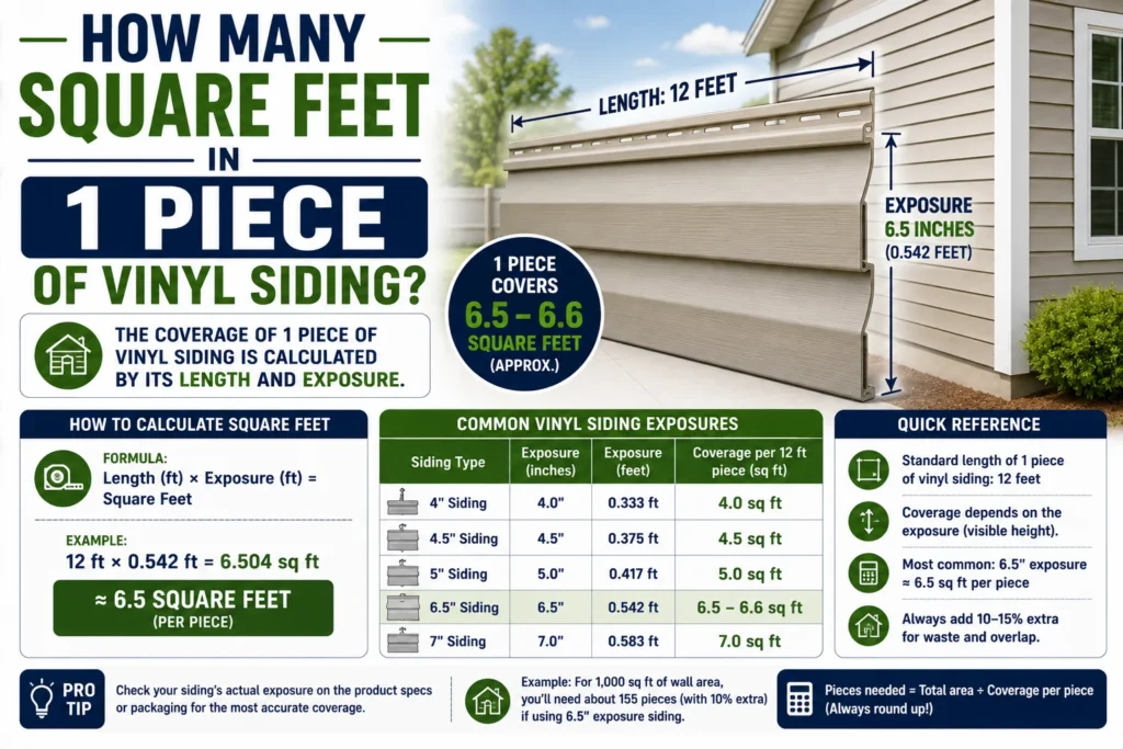how many square feet in 1 piece of vinyl siding
