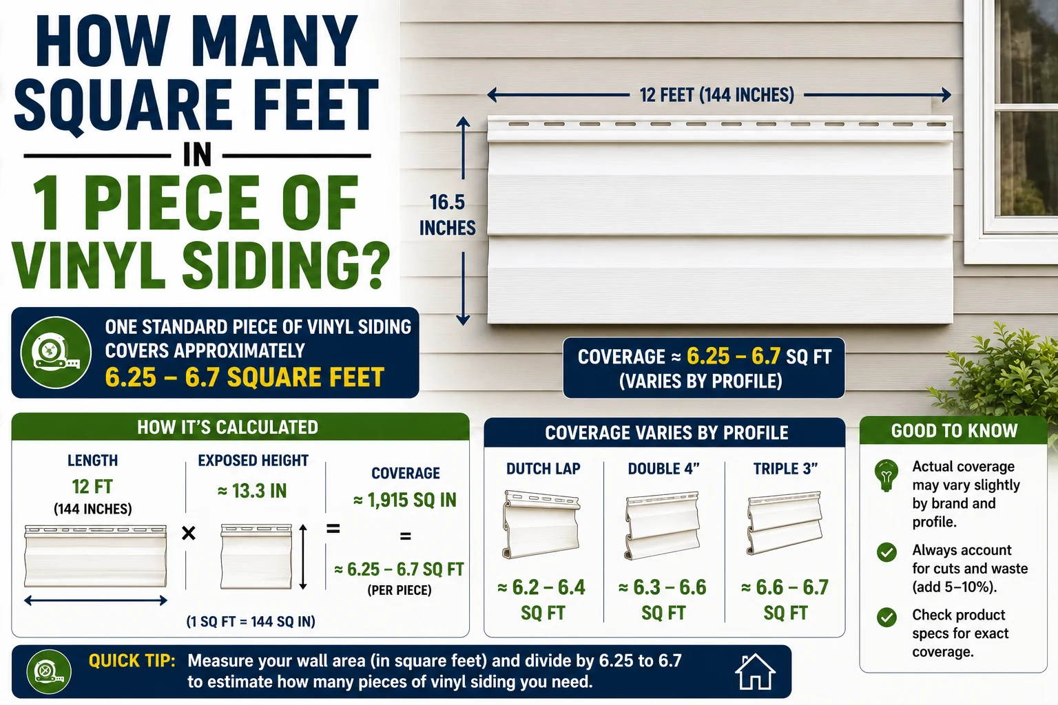 how many square feet in 1 piece of vinyl siding