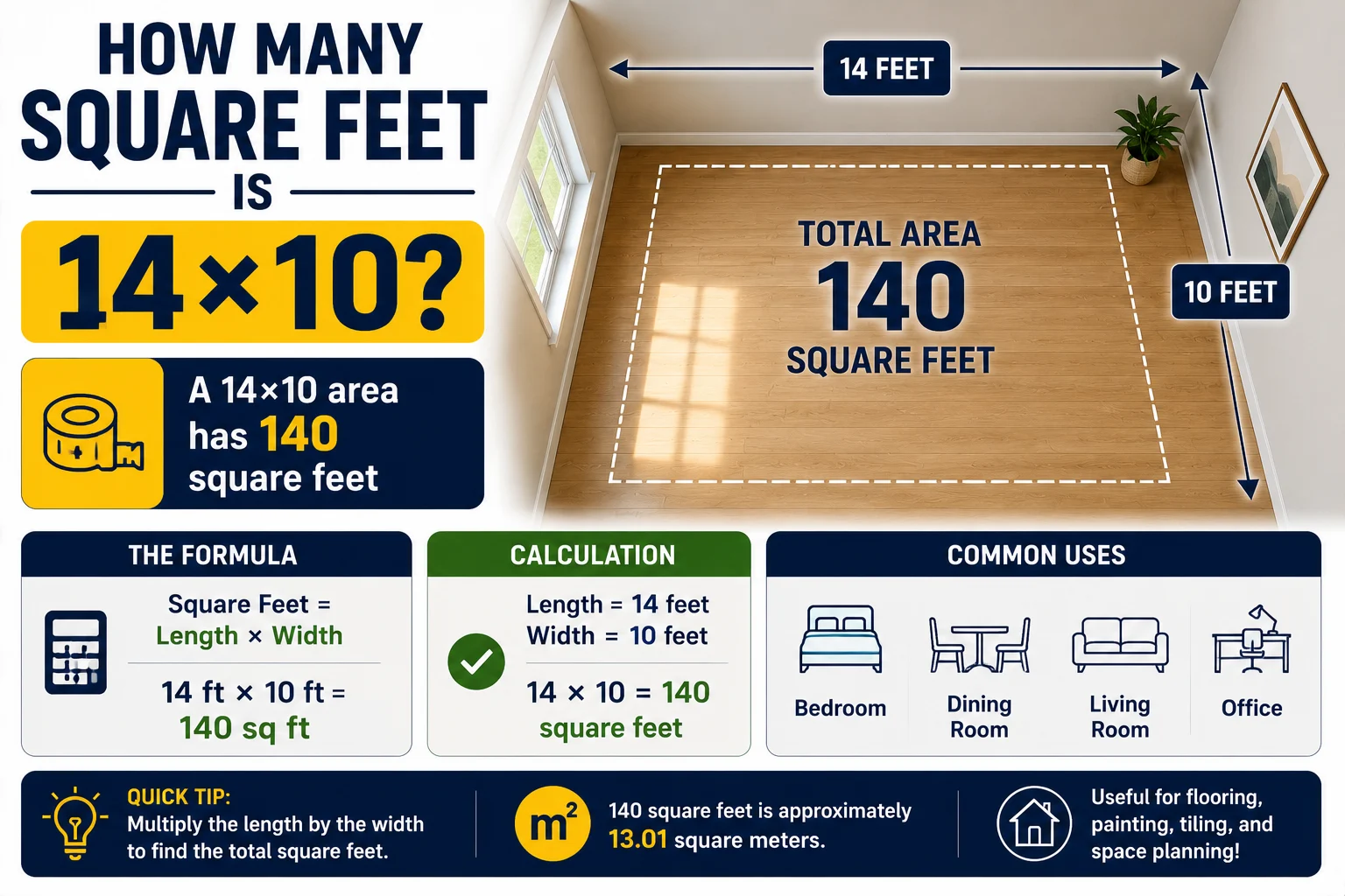 how many square feet is 14x10