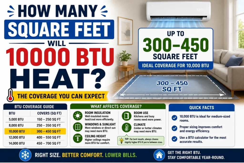 how many square feet will 10000 btu heat